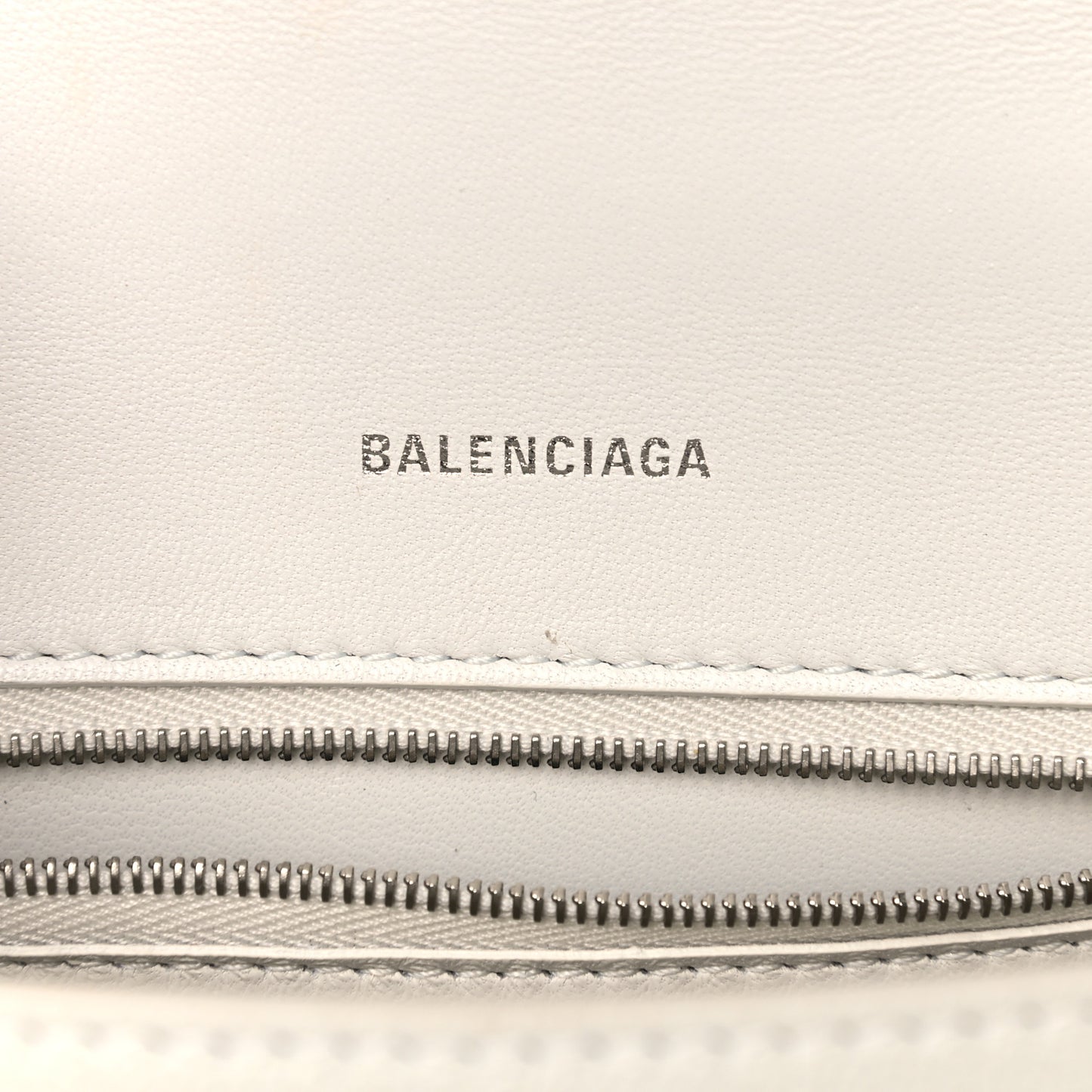 Grained Calfskin Small Hourglass Top Handle Bag White