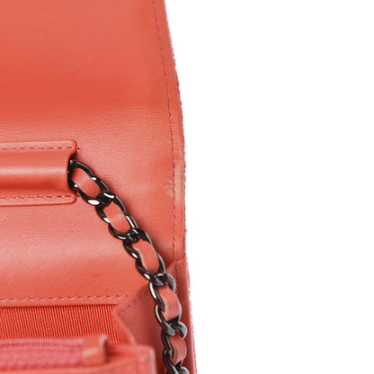 Chanel Velvet Classic Quilted Wallet On Chain WOC Coral 9 of 18