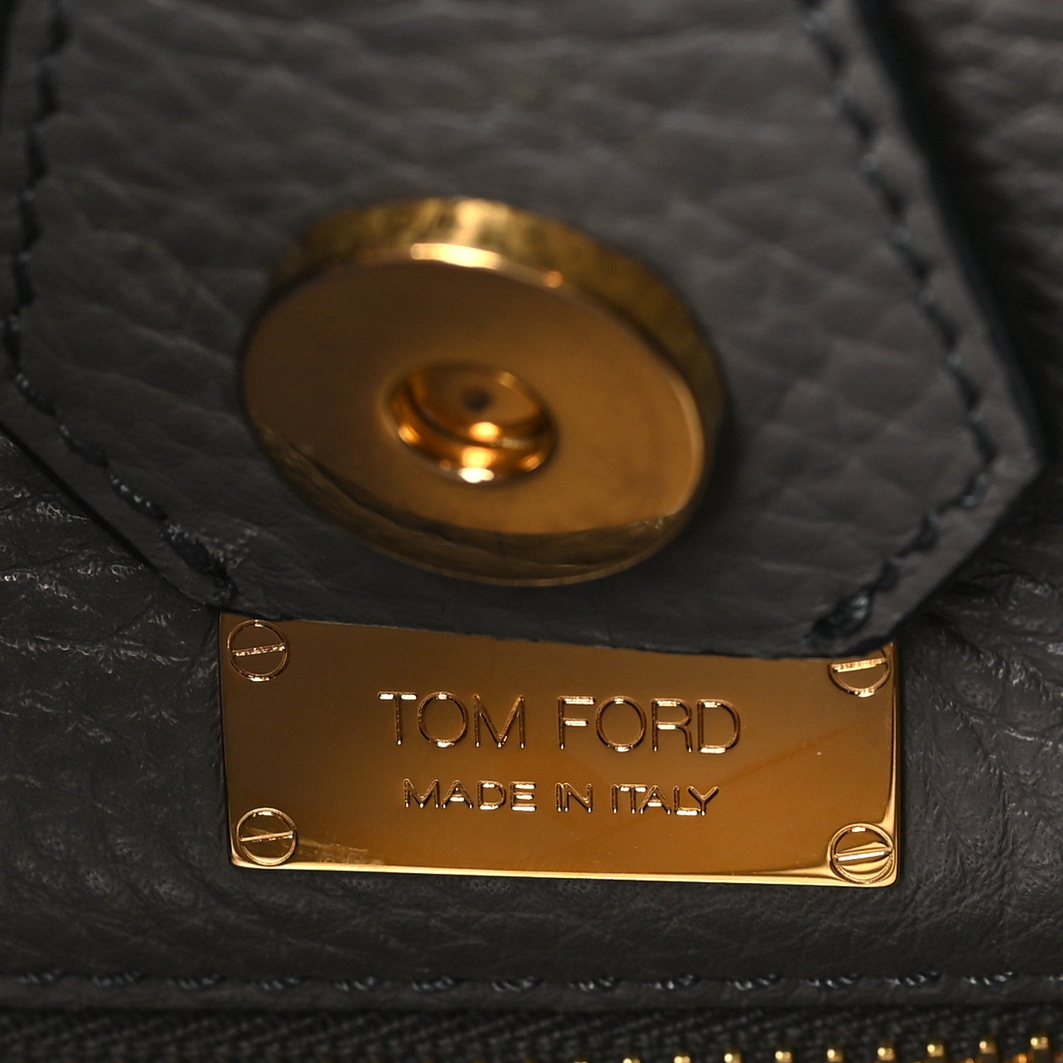 Tom Ford TOM FORD Grained Calfskin Alix Padlock Zip Tote Graphite 7 of 11