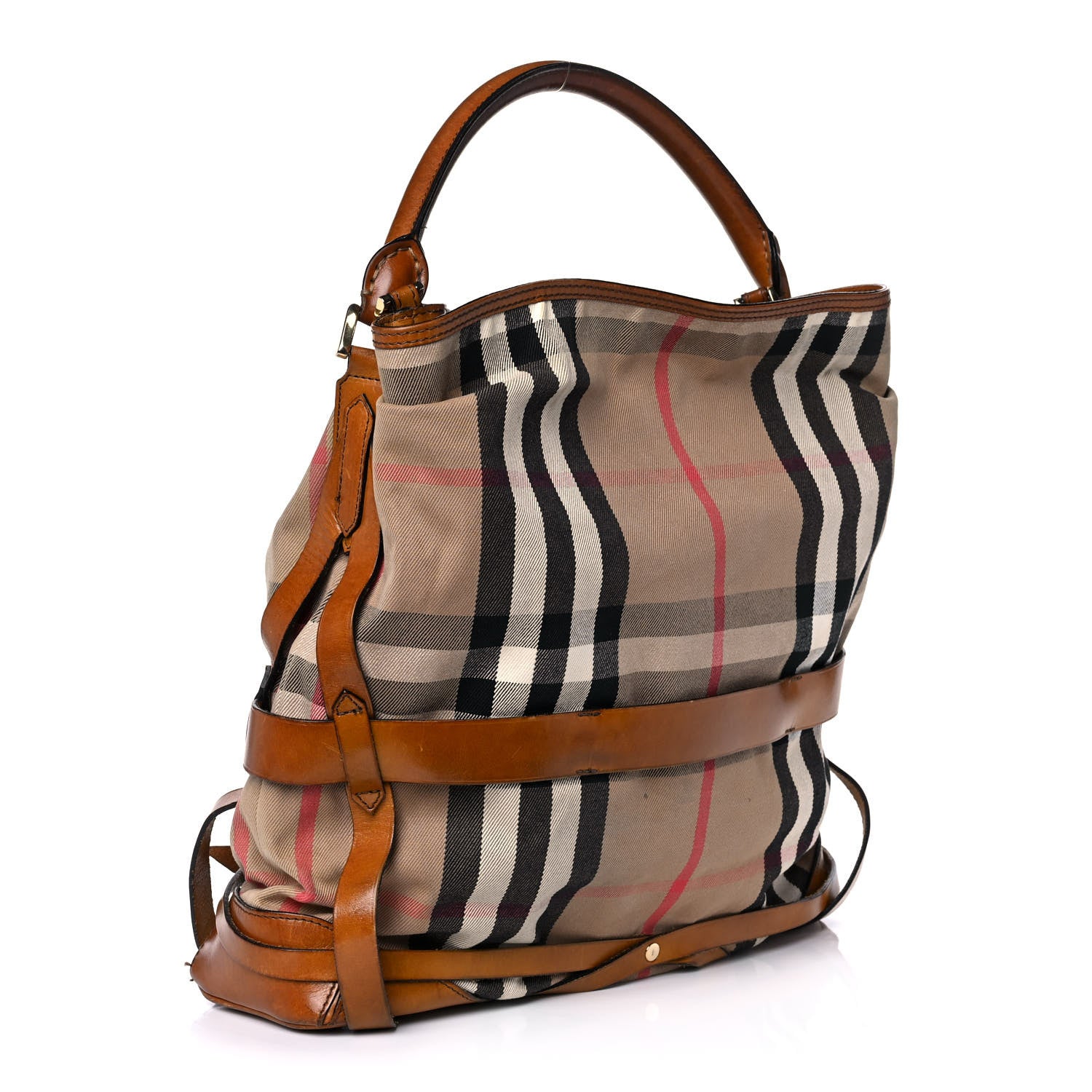 Burberry House Check Bridle Calfskin Medium Gosford Hobo Dark Tan 3 of 17