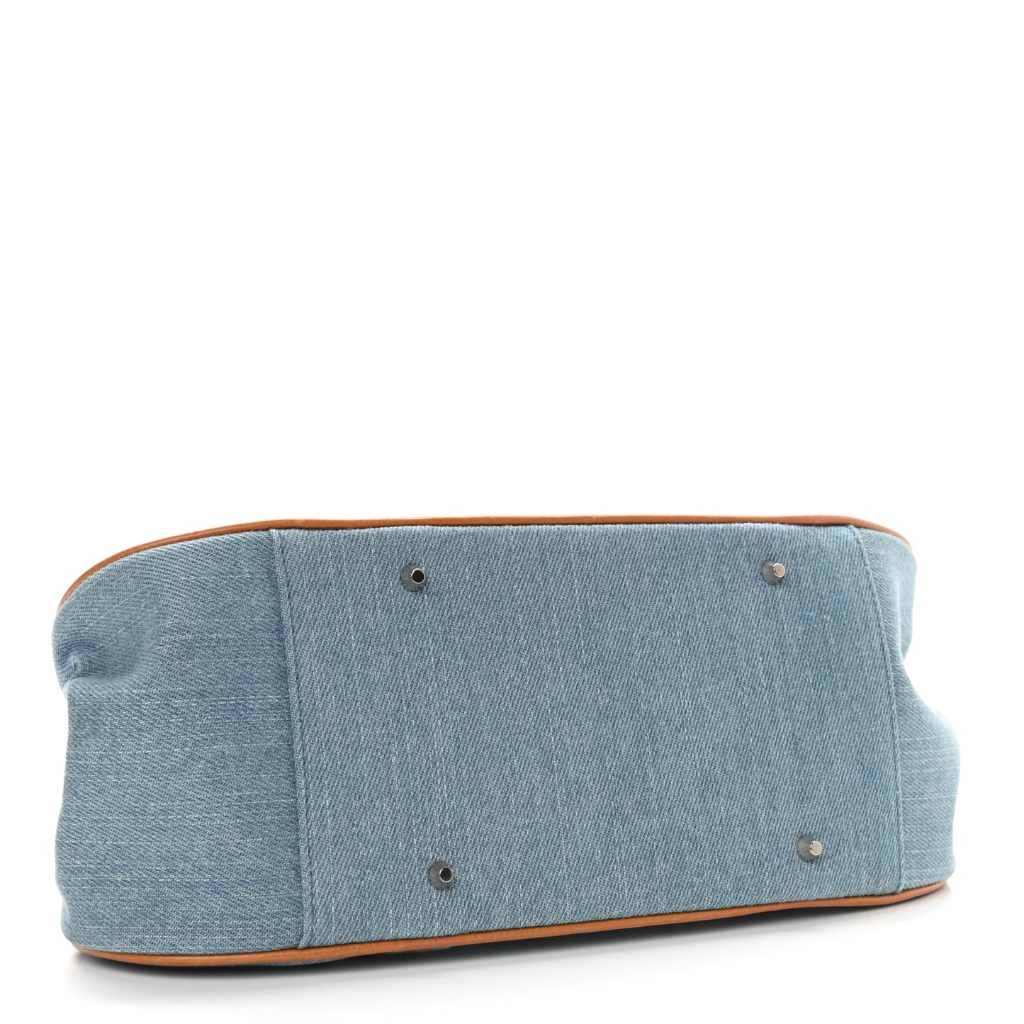 Denim Embroidered Satchel Blue