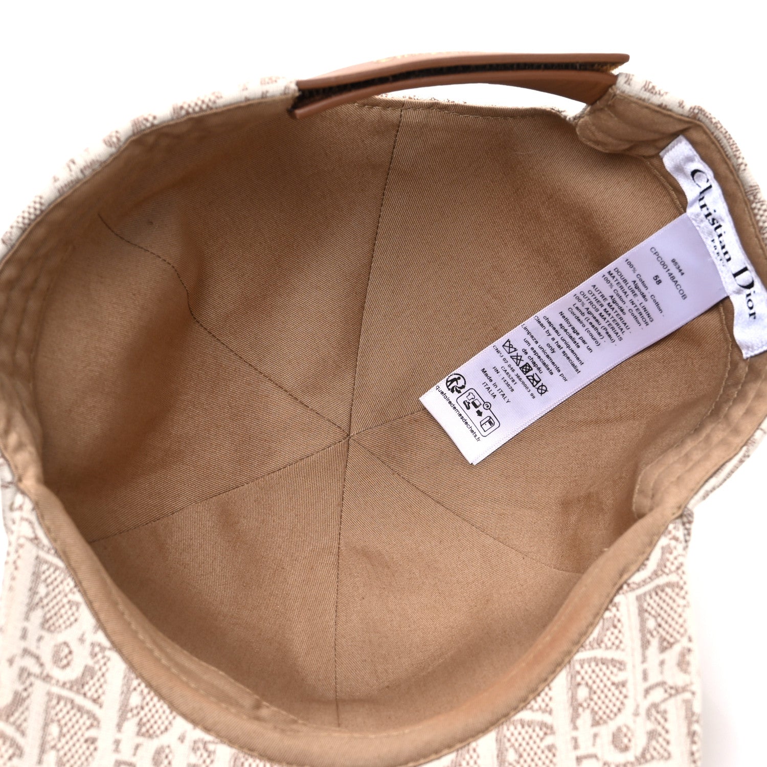 Christian Dior Cotton Oblique Jacquard Baseball Cap 58 Beige 7 of 9
