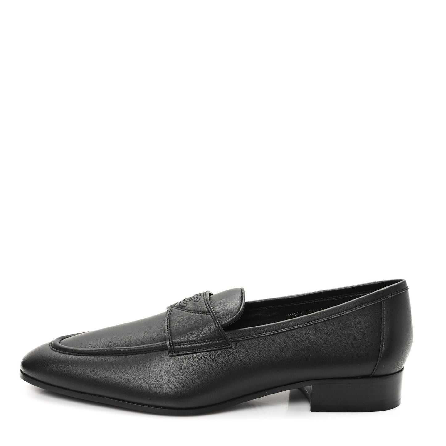 Lambskin Mens Stitched CC Loafers 42 Black