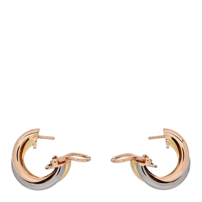 Cartier 18K Pink Yellow White Gold Classic Trinity Hoop Earrings 3 of 6