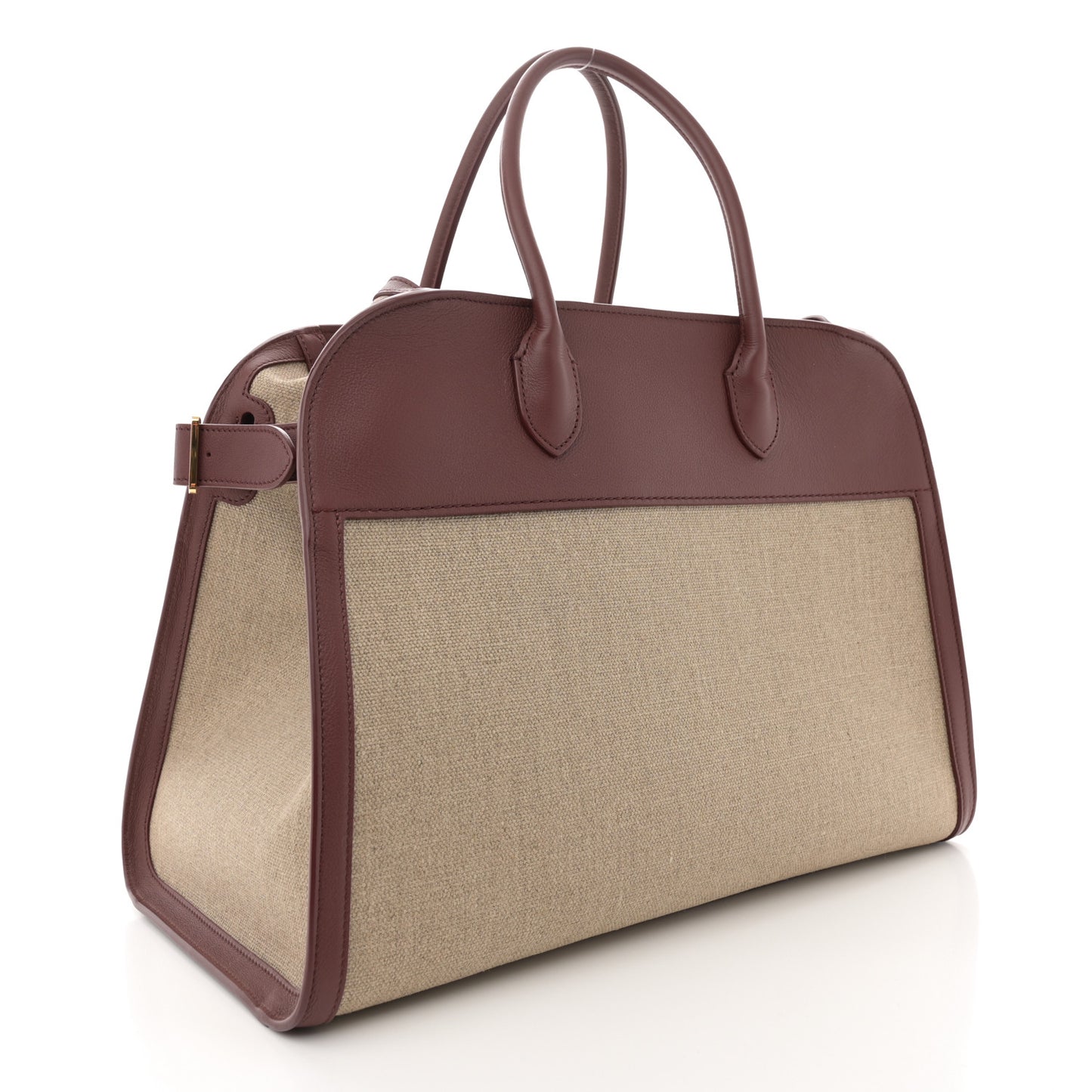 Canvas Polished Saddle Calfskin Soft Margaux 15 Naturel Burgundy