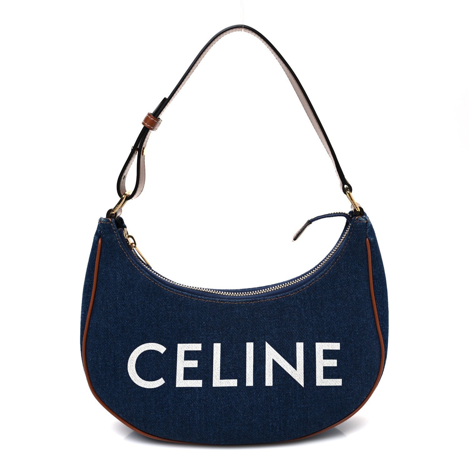 Celine Denim Ava Shoulder Bag Navy Tan 1 of 11