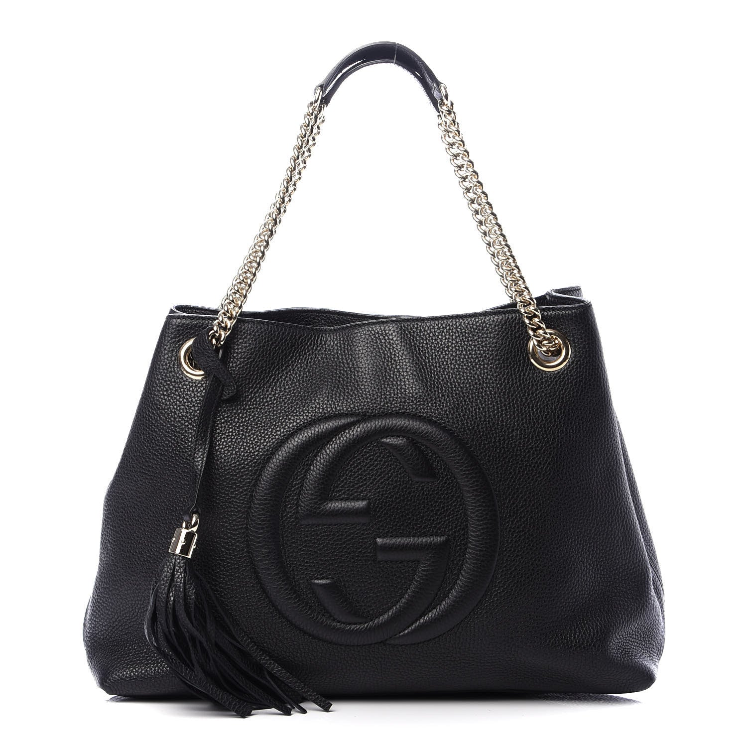 Gucci Pebbled Calfskin Medium Soho Chain Shoulder Bag Black 1 of 13