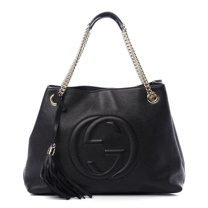 Gucci Pebbled Calfskin Medium Soho Chain Shoulder Bag Black 1 of 13