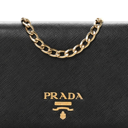 Prada Saffiano Lux Chain Wallet Nero Black 9 of 11