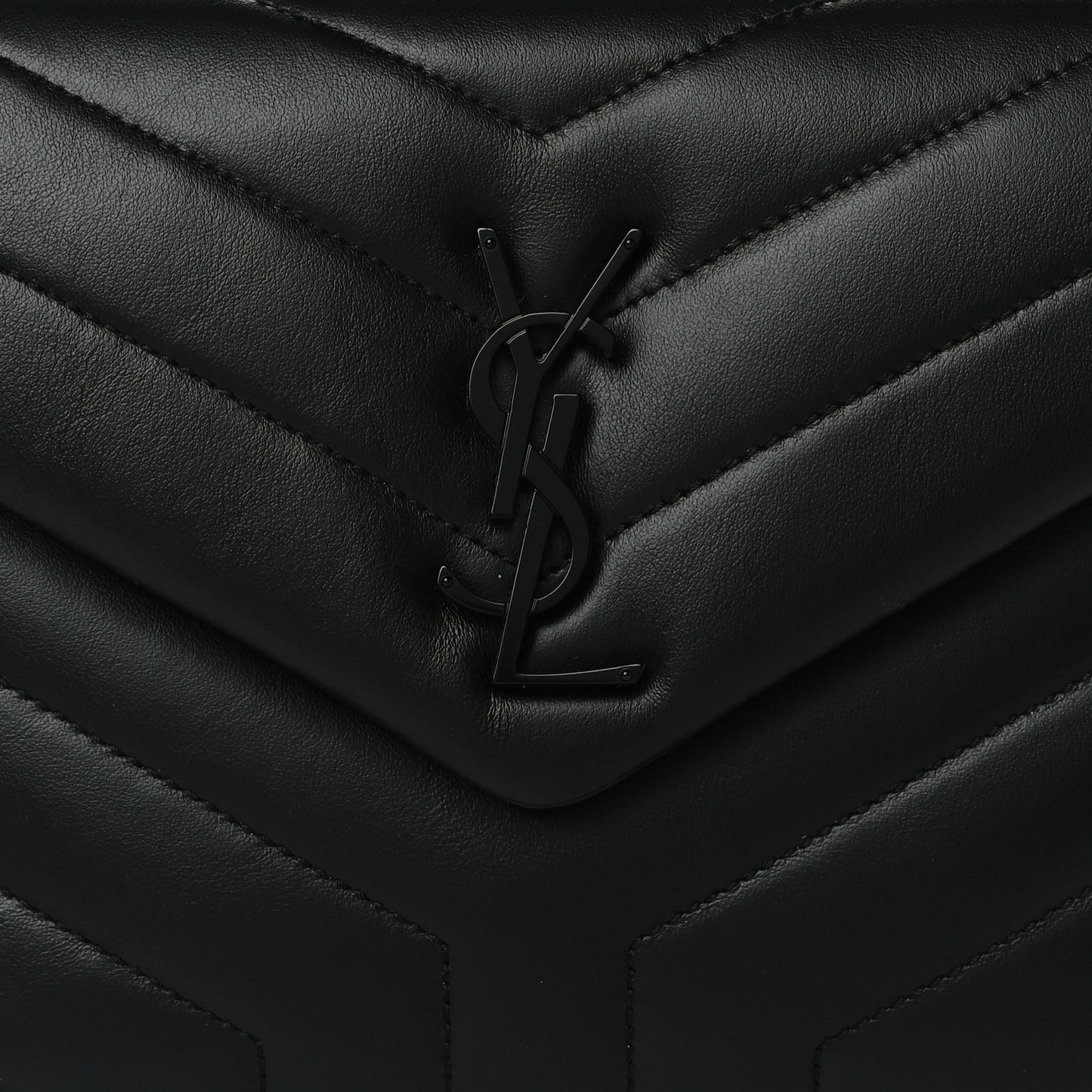 Calfskin Y Quilted Monogram Small Loulou Chain Satchel Black