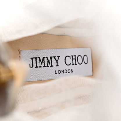 Jimmy Choo Satin Tulle Lavish 100 Pumps 38 White Silver 7 of 8