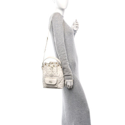 Christian Dior Lambskin Macrocannage Small Caro Bucket Bag Latte 2 of 10