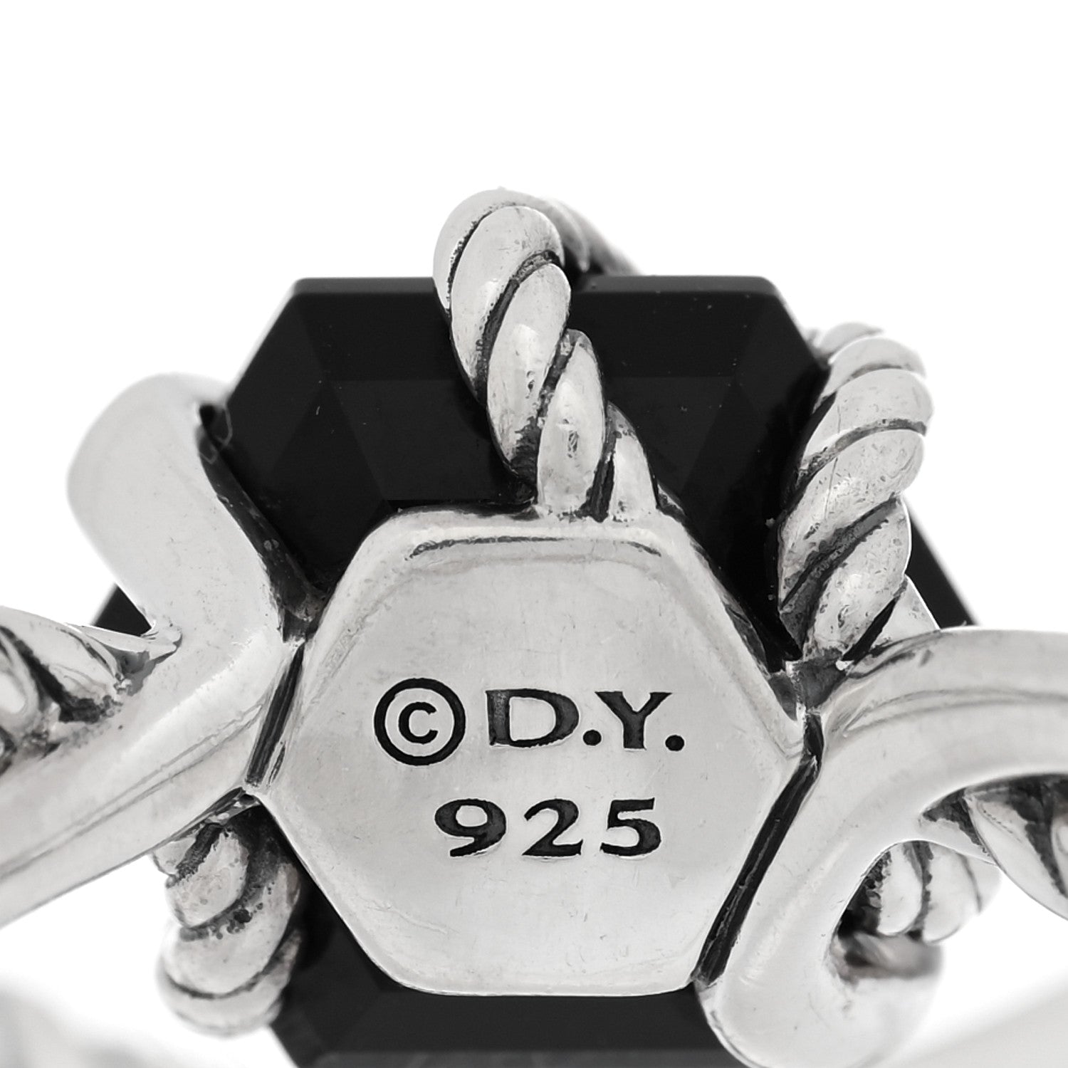 David Yurman Sterling Silver Diamond Black Onyx 10mm Cable Wrap Ring 52 6 4 of 4