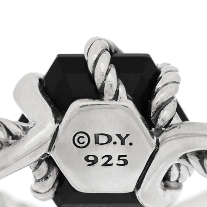 David Yurman Sterling Silver Diamond Black Onyx 10mm Cable Wrap Ring 52 6 4 of 4