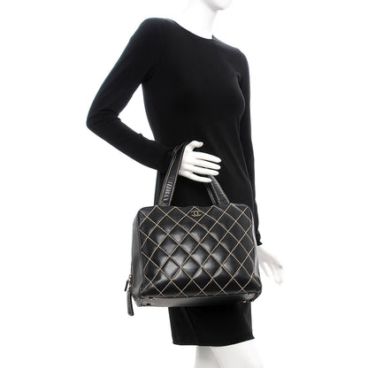 Chanel Calfskin Contrast Stitch Surpique Bowler Black 2 of 14