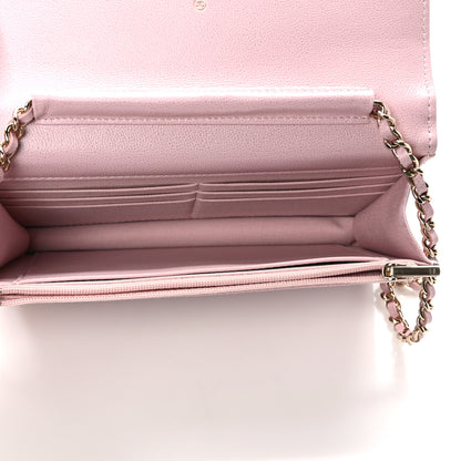 Chanel Caviar Quilted Studded CC Wallet on Chain WOC Light Pink 5 of 11