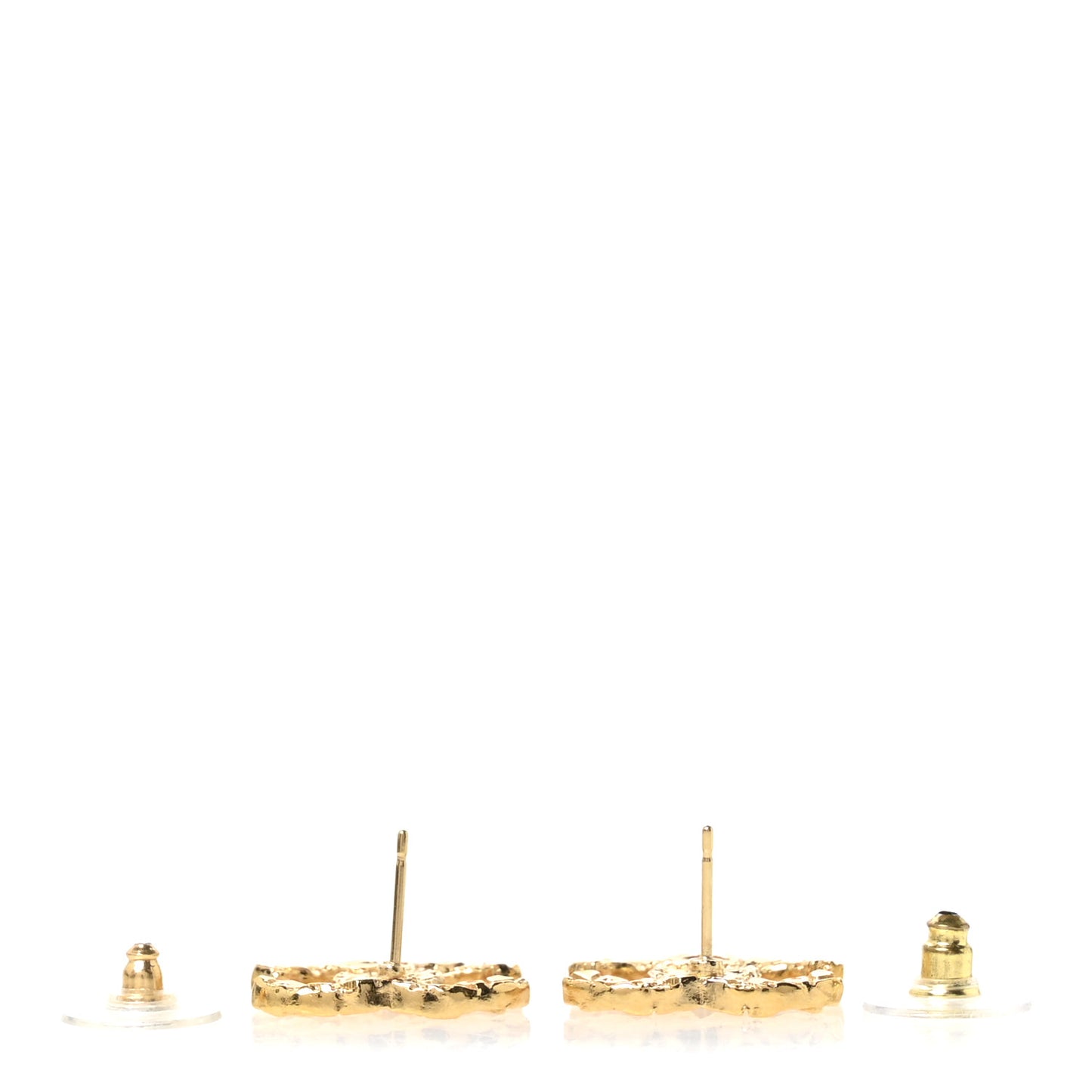 Metal Textured CC Earrings  Gold