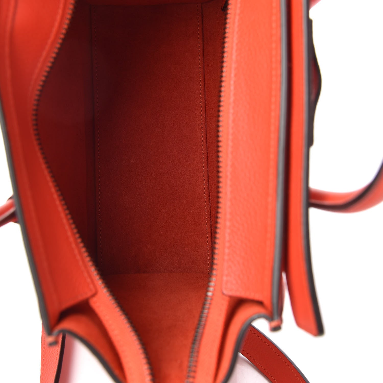 Celine Drummed Calfskin Nano Luggage Vermillion 5 of 9
