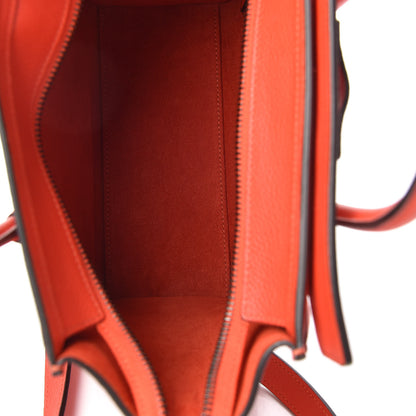 Celine Drummed Calfskin Nano Luggage Vermillion 5 of 9