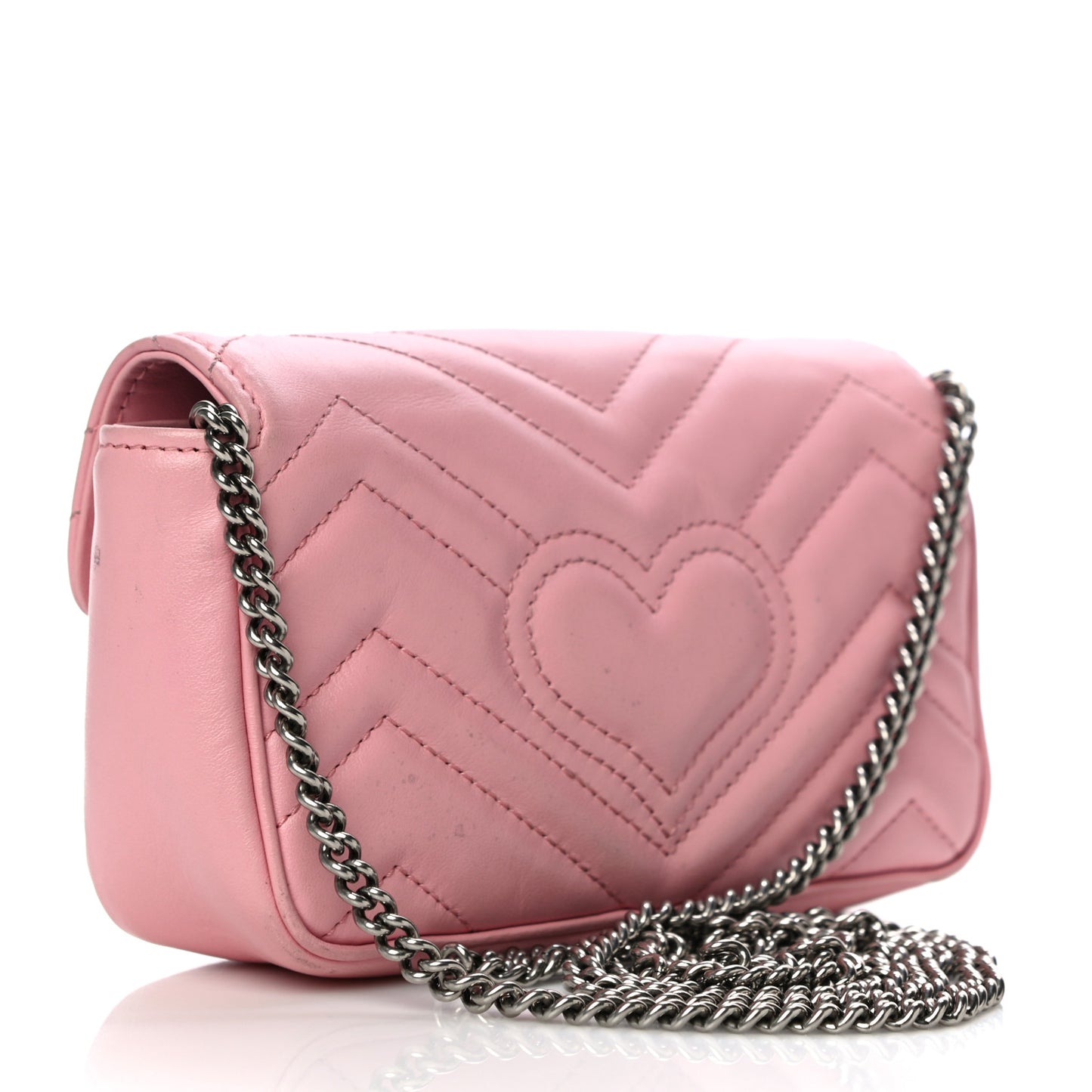 Calfskin Matelasse Super Mini GG Marmont Shoulder Bag Wild Rose