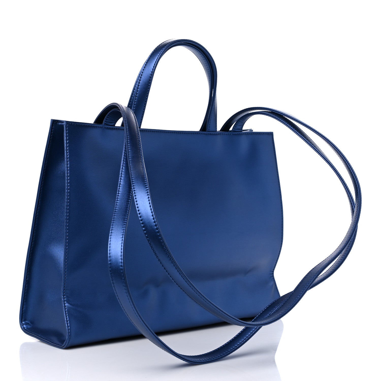 Telfar Metallic Vegan Leather Medium Shopping Bag Cobalt 3 of 8