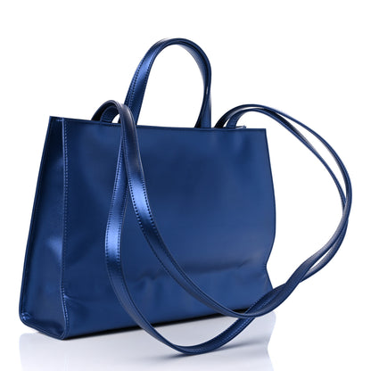 Telfar Metallic Vegan Leather Medium Shopping Bag Cobalt 3 of 8