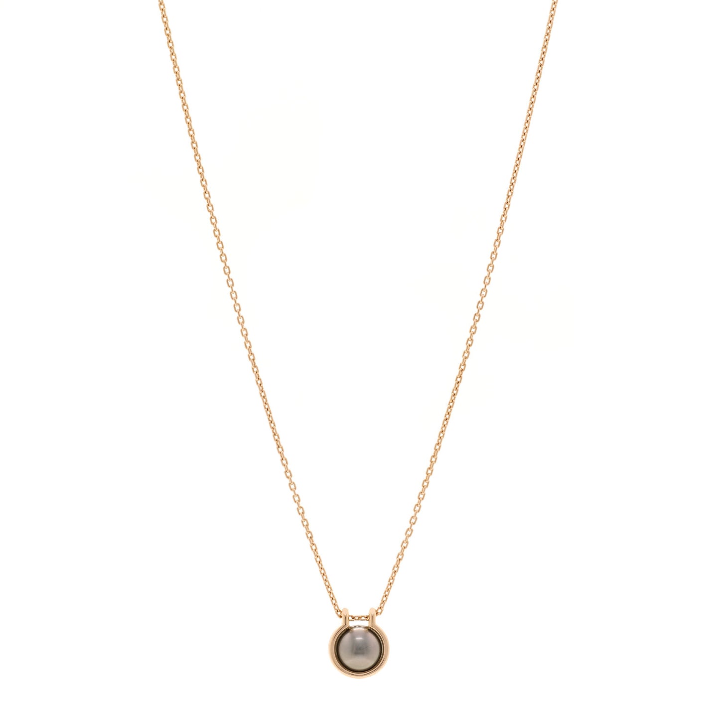 18K Rose Gold Gray Cultured Pearl Hardwear Link Pendant Necklace