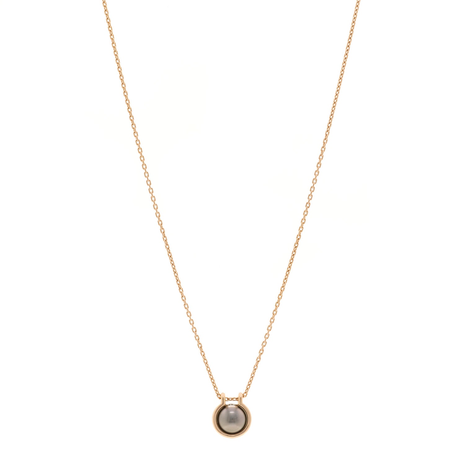 Tiffany 18K Rose Gold Gray Cultured Pearl Hardwear Link Pendant Necklace 1 of 4