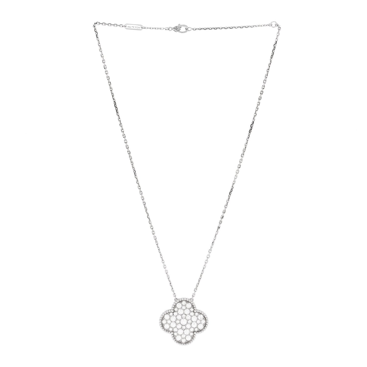 Van Cleef & Arpels 18K White Gold Diamond Magic Alhambra Pendant Necklace 3 of 7
