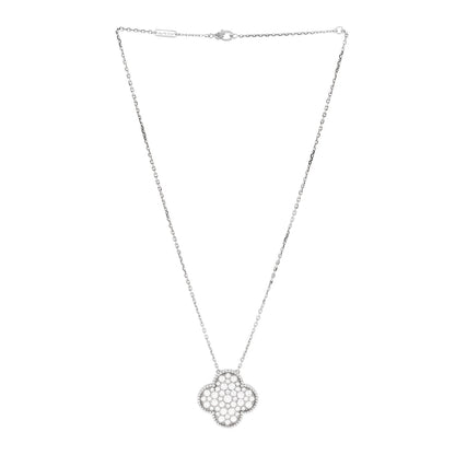 Van Cleef & Arpels 18K White Gold Diamond Magic Alhambra Pendant Necklace 3 of 7