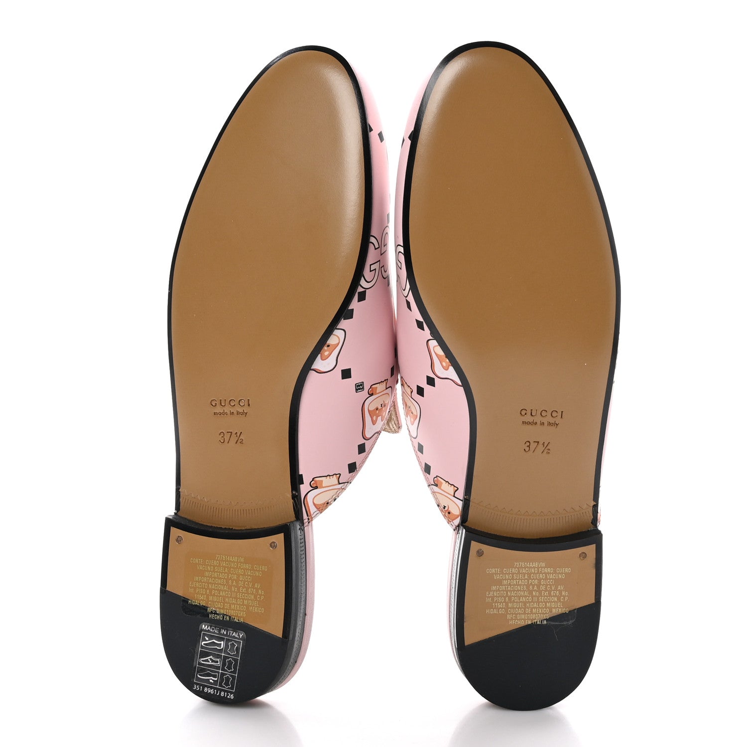 Gucci X PIKARAR Calfskin Monogram Print Womens Princetown Slippers 37.5 Pink Multicolor 5 of 8