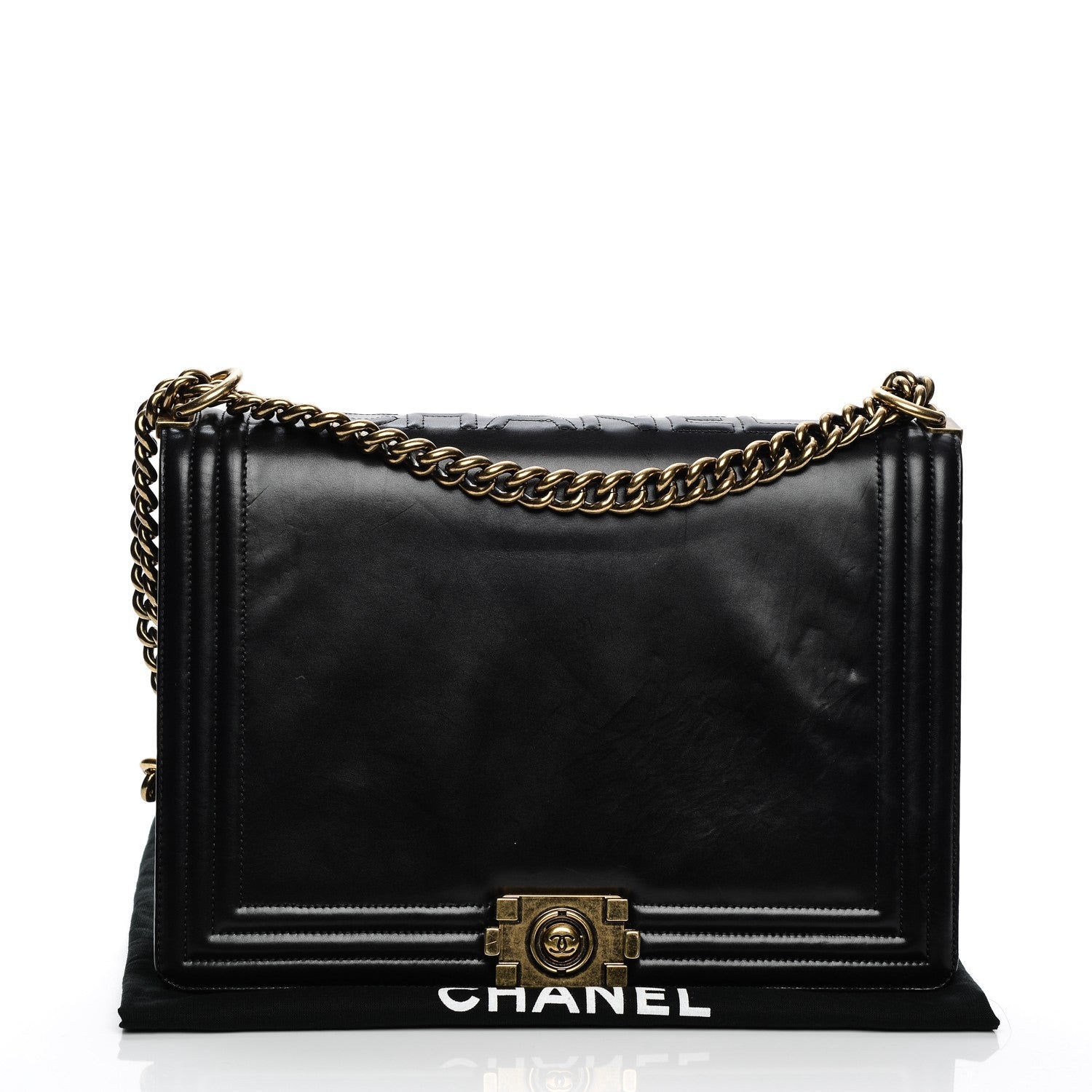 Chanel Glazed Calfskin Large Boy Flap Black 10 of 10