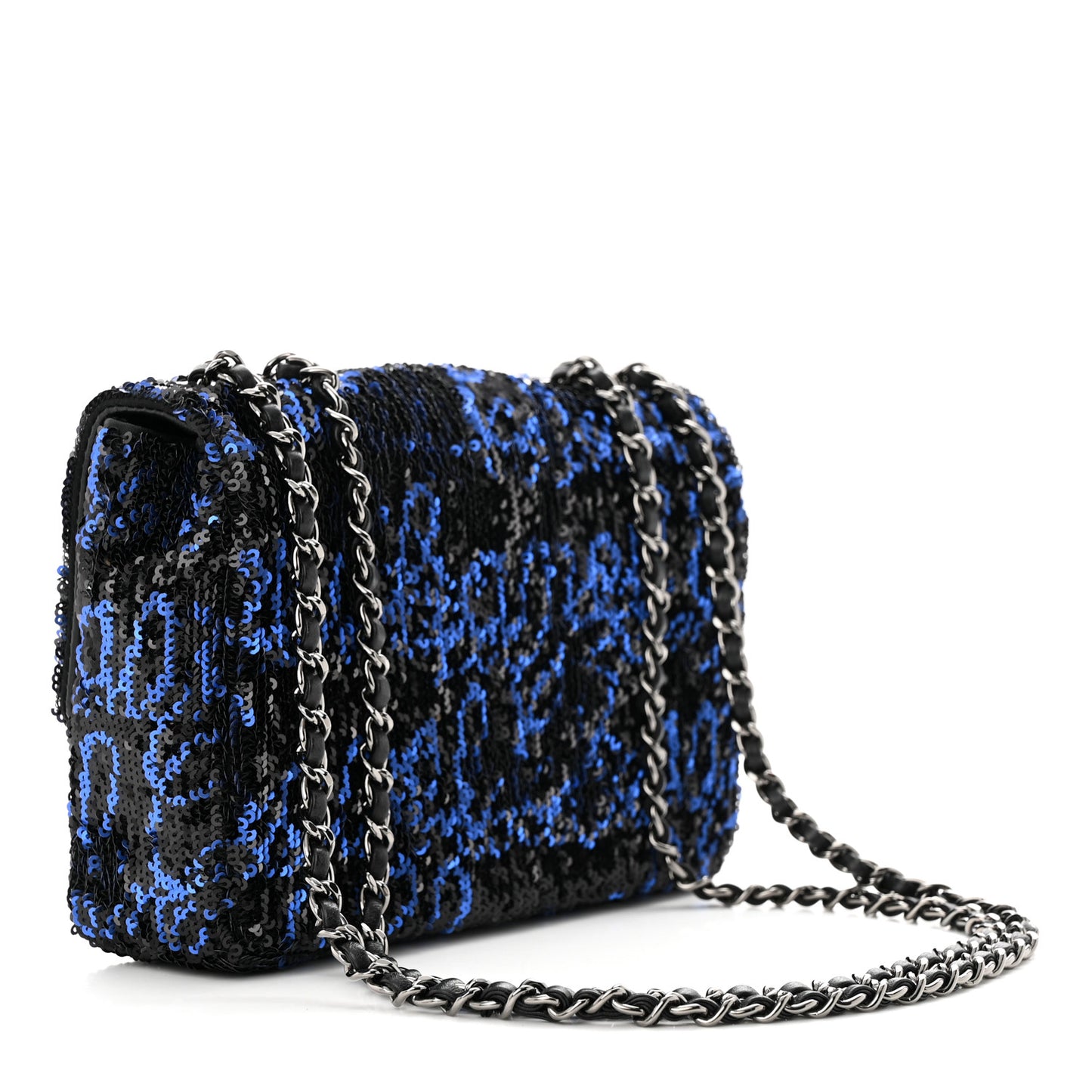 Sequin Logo Mini Rectangular Flap Black Blue