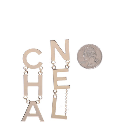 Chanel Metal Cha-Nel Logo Drop Earrings Gold 2 of 5