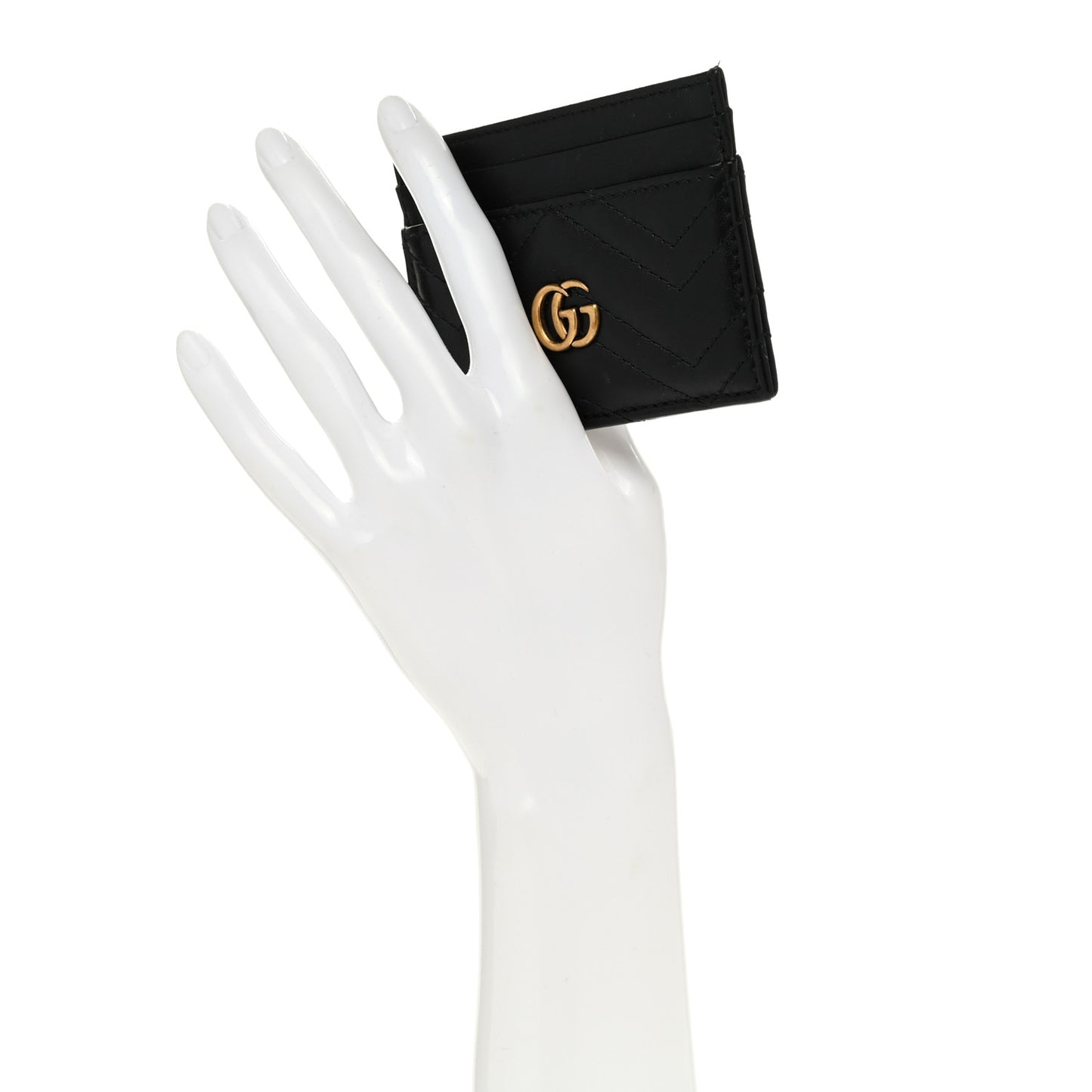 Calfskin Matelasse GG Marmont Card Holder Black