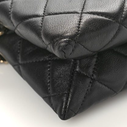 Chanel Lambskin Coco Charms Quilted Pouch Bag Black 8 of 9