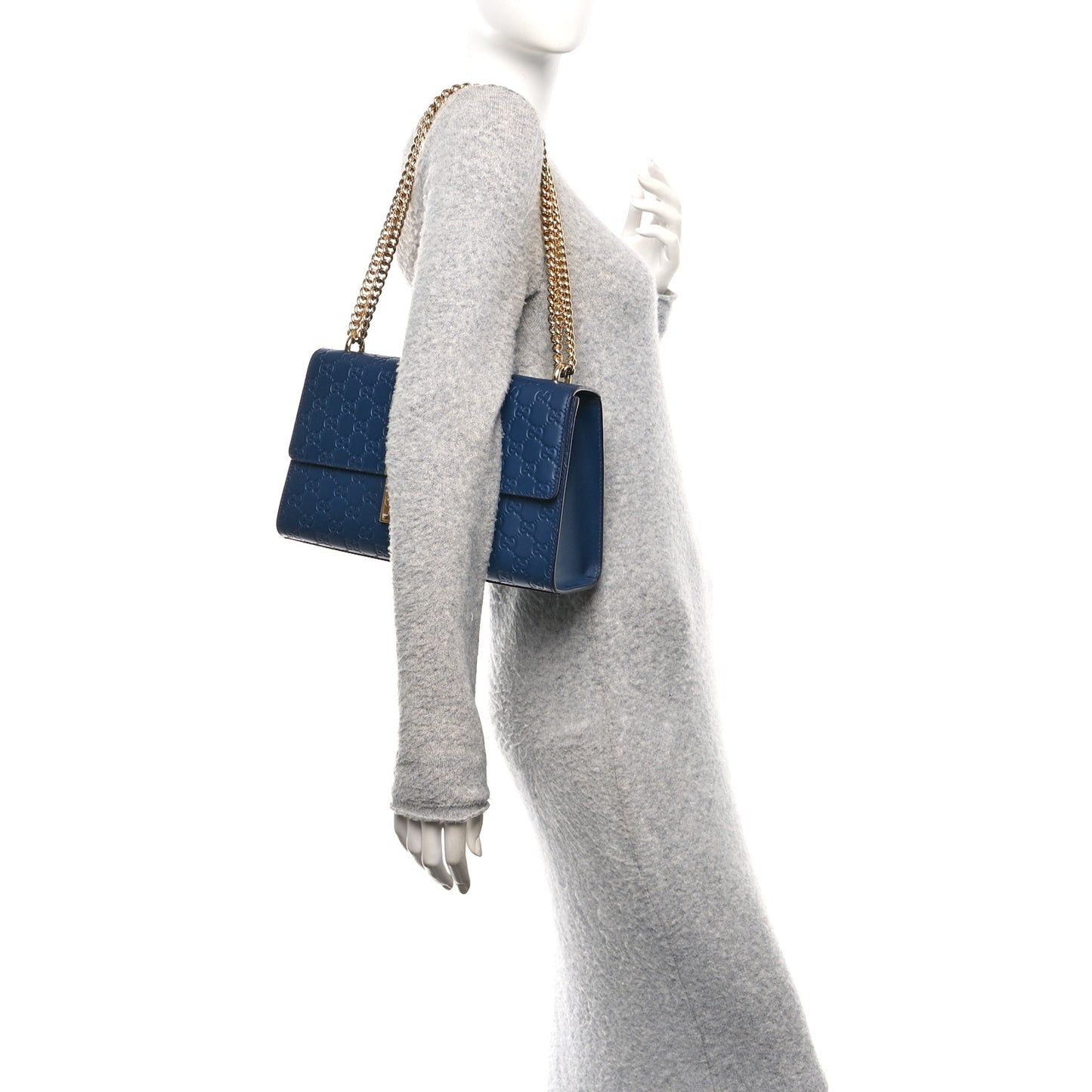 Guccissima Medium Padlock Shoulder Bag Blue Agata