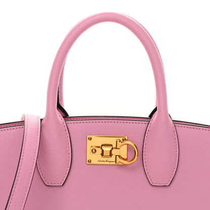 Salvatore Ferragamo Hammered Calfskin Medium The Studio Box Bag Flamingo 9 of 11