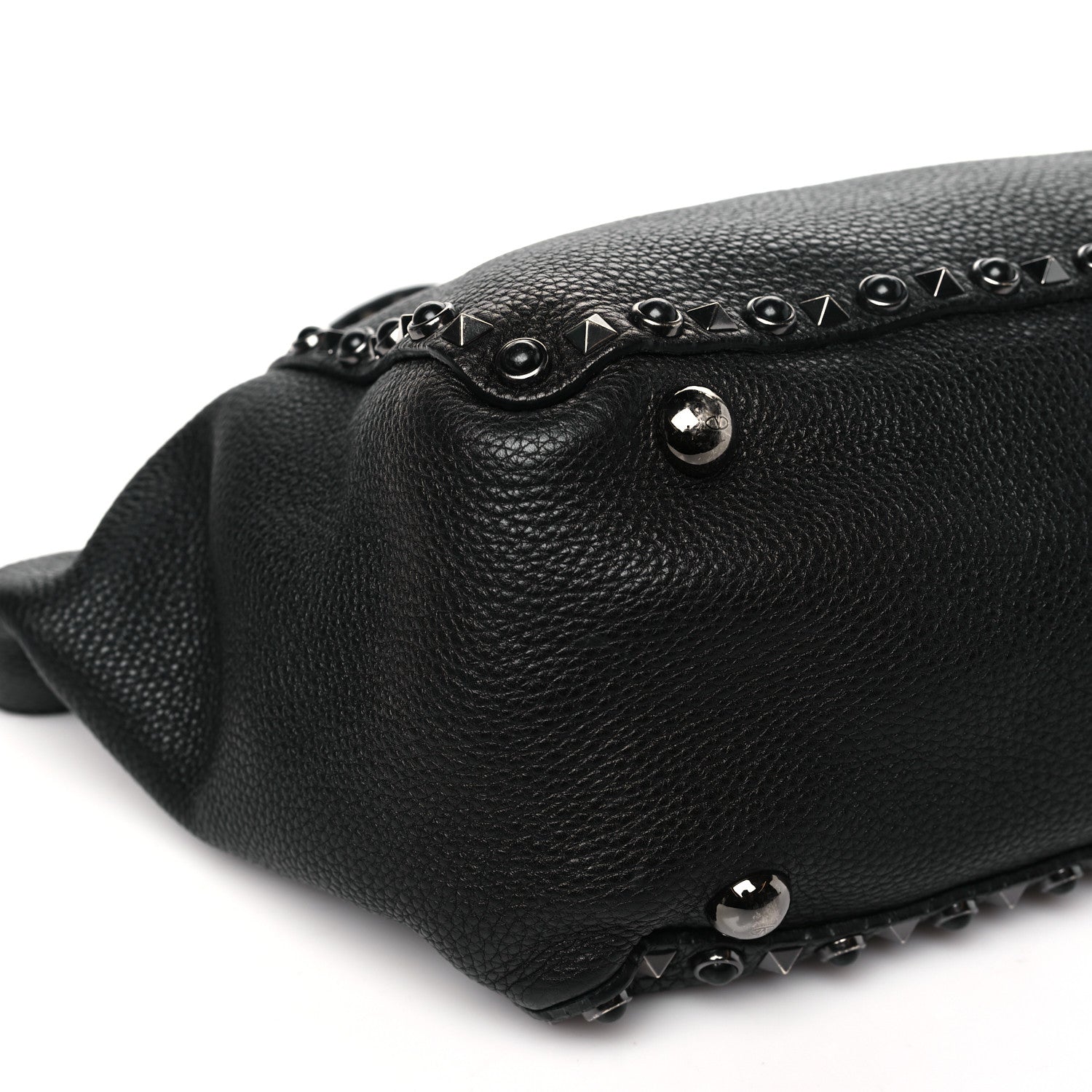 Valentino Garavani Grained Calfskin Onyx Medium Rockstud Rolling Tote Black 8 of 11