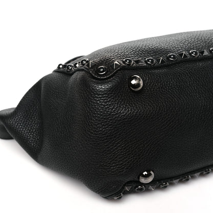 Valentino Garavani Grained Calfskin Onyx Medium Rockstud Rolling Tote Black 8 of 11