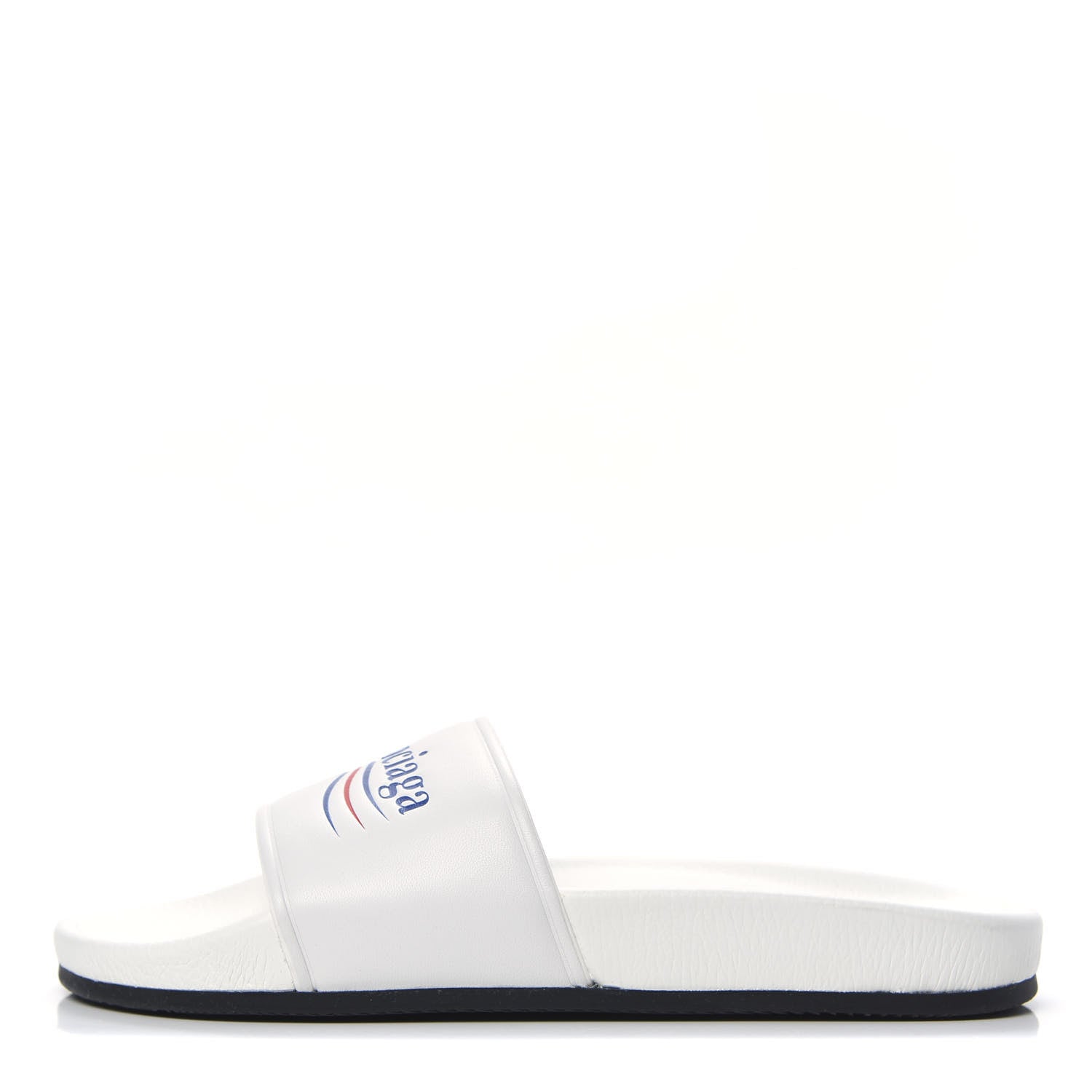 Balenciaga Nappa Political Campaign Logo Womens Pool Slide Sandals 39 White 1 of 8