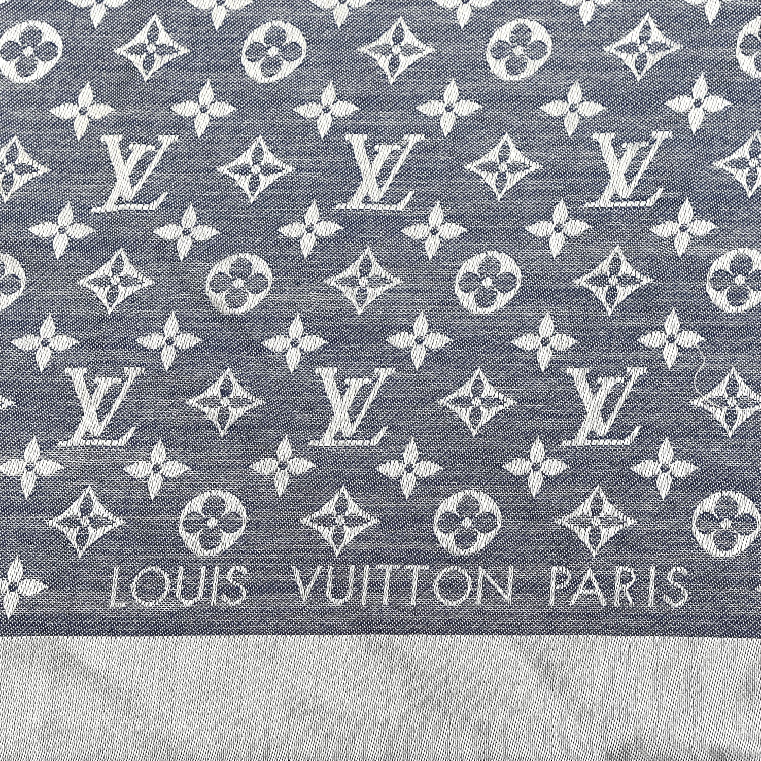 Louis Vuitton Silk Wool Monogram Denim Shawl Blue 2 of 4