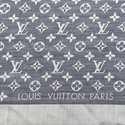 Louis Vuitton Silk Wool Monogram Denim Shawl Blue 2 of 4