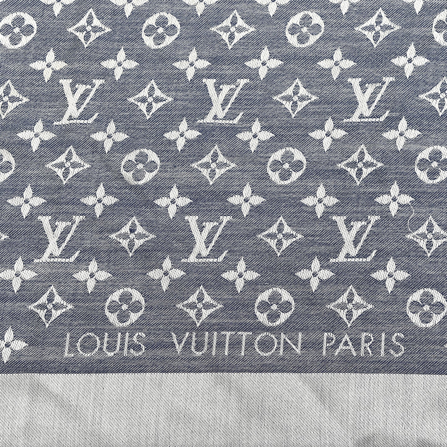 Silk Wool Monogram Denim Shawl Blue