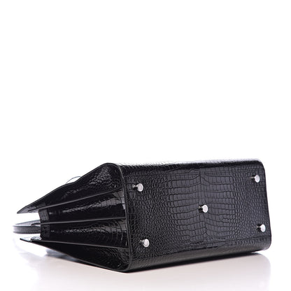 Saint Laurent Calfskin Crocodile Embossed Small Sac de Jour Black 4 of 15