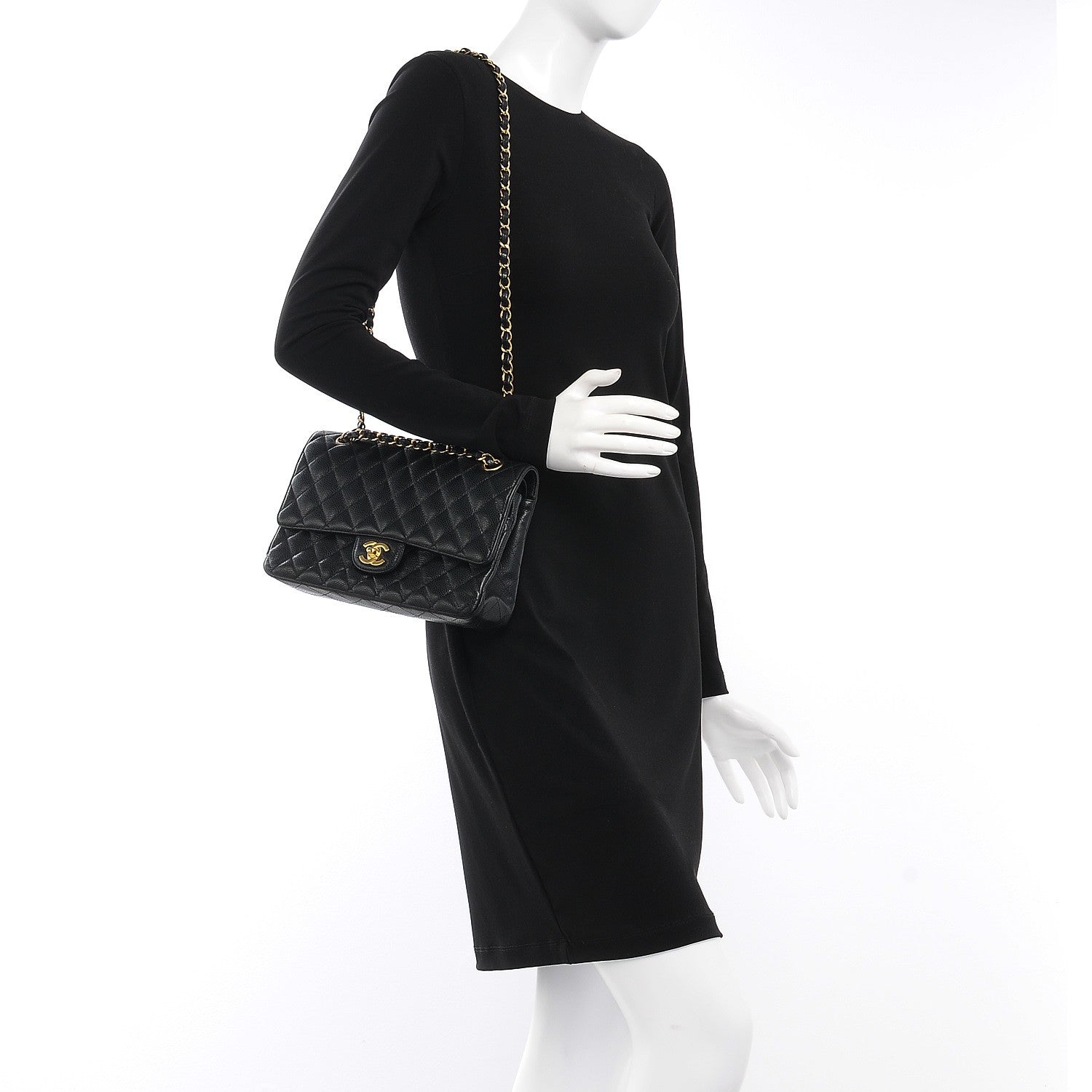 Chanel Caviar Quilted Medium Double Flap Black 2 of 15