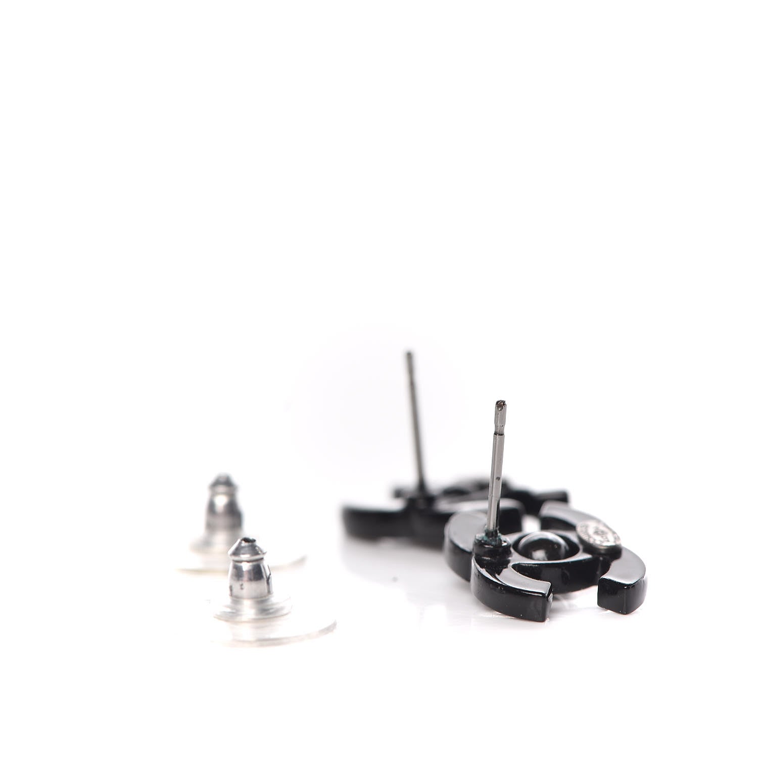 Chanel Resin CC Mademoiselle Earrings Black 3 of 6