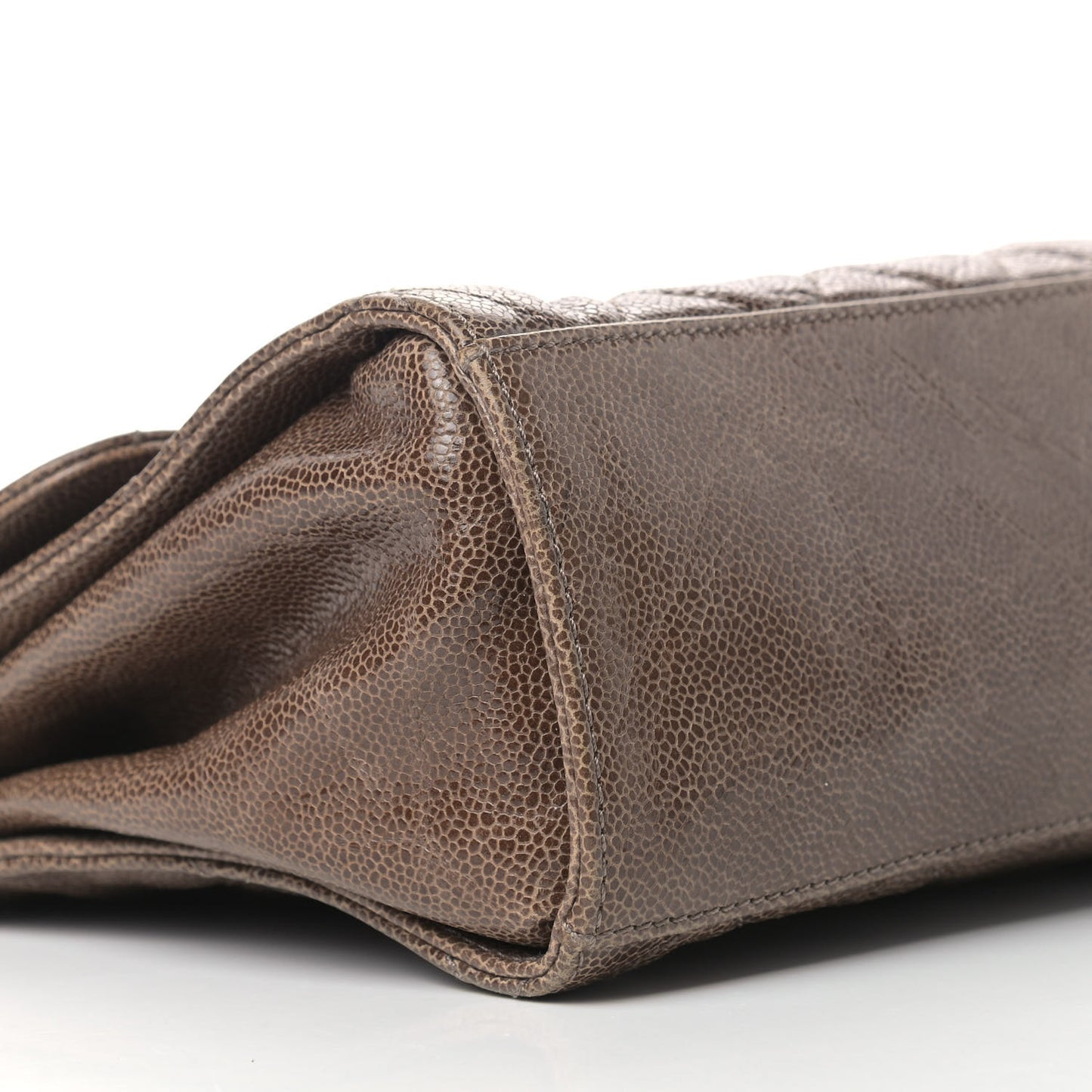 Crumpled Grained Calfskin Jumbo CC Crave Flap Beige
