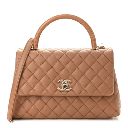 Chanel Caviar Quilted Lizard Embossed Small Coco Handle Flap Brown 1 of 9