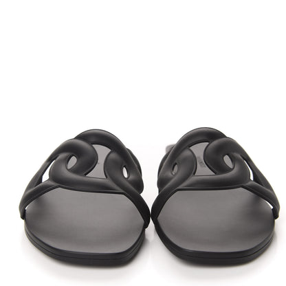 Hermes Rubber Aloha Sandals 37 Black 2 of 10